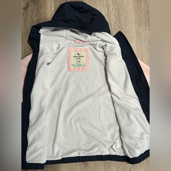 Abercrombie & Fitch Girls Size 9 10 Lined Windbreaker Jacket Blue Pink - Picture 9 of 14